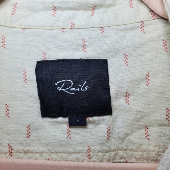 Rails Men's Carson Linen Blend Shirt - Louis Leaf White Red - Picture 10 of 10